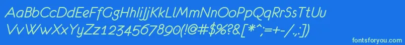 EurofurenceItalic Font – Green Fonts on Blue Background