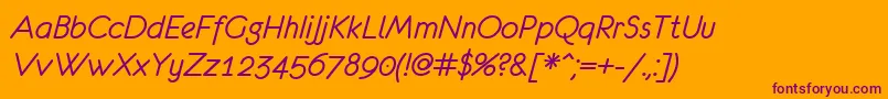 Fonte EurofurenceItalic – fontes roxas em um fundo laranja