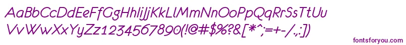 Czcionka EurofurenceItalic – fioletowe czcionki