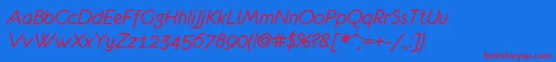 フォントEurofurenceItalic – 赤い文字の青い背景