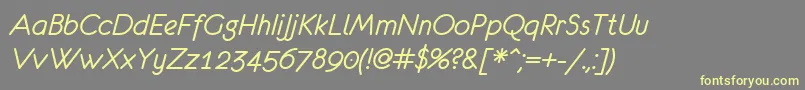 フォントEurofurenceItalic – 黄色のフォント、灰色の背景