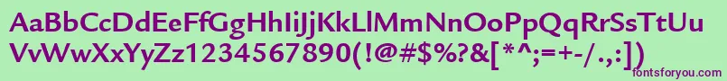ItcLegacySansLtBold Font – Purple Fonts on Green Background