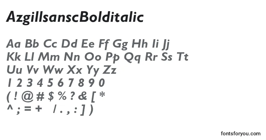 Fuente AzgillsanscBolditalic - alfabeto, números, caracteres especiales