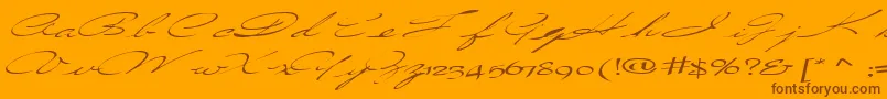 Countrylove3RegularTtcon-Schriftart – Braune Schriften auf orangefarbenem Hintergrund