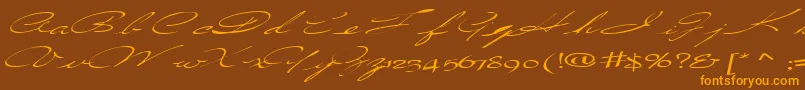 Countrylove3RegularTtcon-Schriftart – Orangefarbene Schriften auf braunem Hintergrund