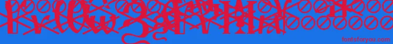 IrmologionTitles Font – Red Fonts on Blue Background