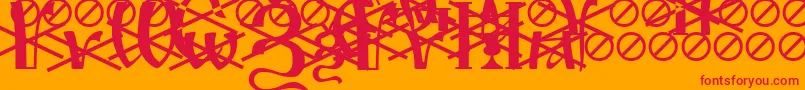 IrmologionTitles Font – Red Fonts on Orange Background