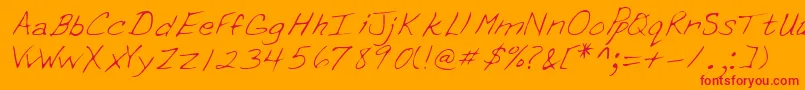 Lehn088-Schriftart – Rote Schriften auf orangefarbenem Hintergrund