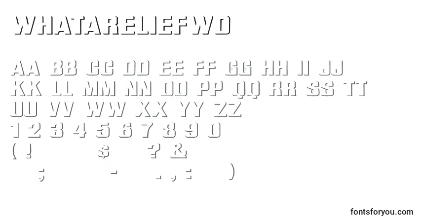 Schriftart WhataReliefWd – Alphabet, Zahlen, spezielle Symbole