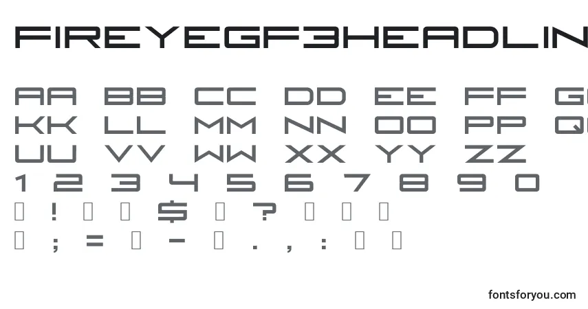 Шрифт Fireyegf3Headline – алфавит, цифры, специальные символы