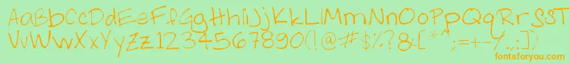 AsMelanieHandwritting Font – Orange Fonts on Green Background