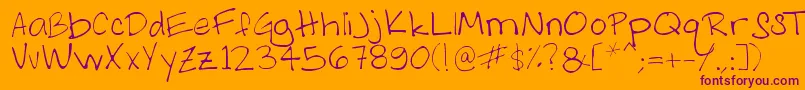 AsMelanieHandwritting Font – Purple Fonts on Orange Background