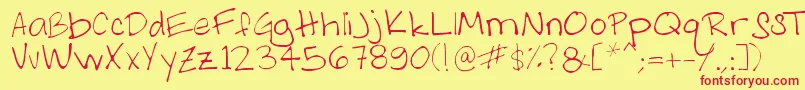 AsMelanieHandwritting Font – Red Fonts on Yellow Background