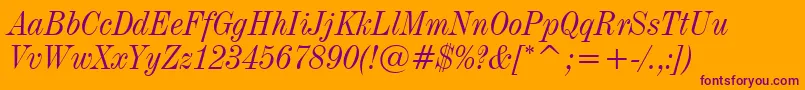 Industrial736ItalicBt-Schriftart – Violette Schriften auf orangefarbenem Hintergrund