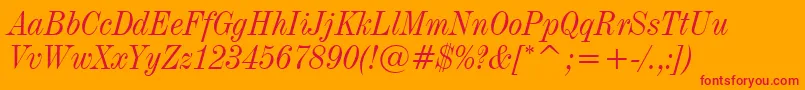 Industrial736ItalicBt-Schriftart – Rote Schriften auf orangefarbenem Hintergrund