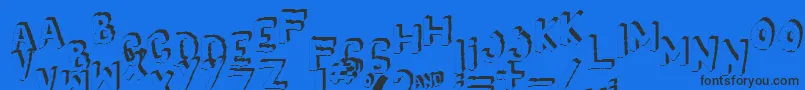 Yes3Dshaken Font – Black Fonts on Blue Background