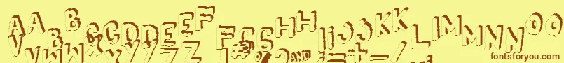 Yes3Dshaken Font – Brown Fonts on Yellow Background