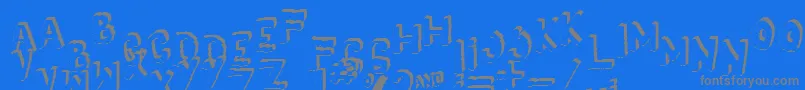 Yes3Dshaken Font – Gray Fonts on Blue Background