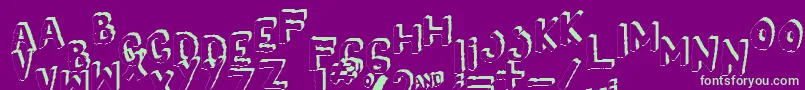 Yes3Dshaken-Schriftart – Grüne Schriften auf violettem Hintergrund