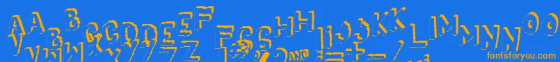 Yes3Dshaken Font – Orange Fonts on Blue Background