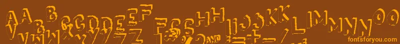 Yes3Dshaken Font – Orange Fonts on Brown Background