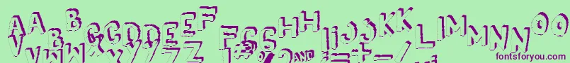 Yes3Dshaken-Schriftart – Violette Schriften auf grünem Hintergrund