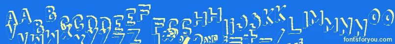 Yes3Dshaken Font – Yellow Fonts on Blue Background
