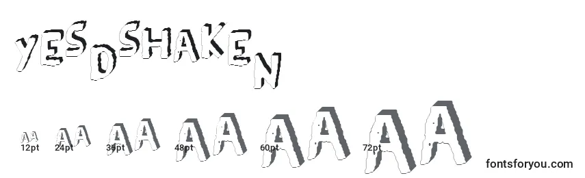 Yes3Dshaken Font Sizes