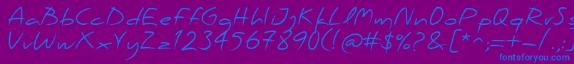 Fonte PfscandalproRegular – fontes azuis em um fundo violeta