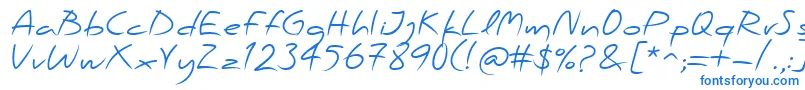 PfscandalproRegular-Schriftart – Blaue Schriften auf weißem Hintergrund