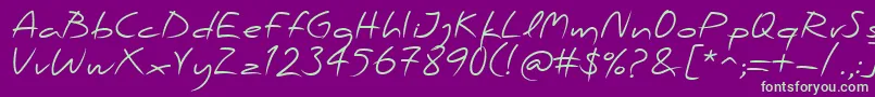 フォントPfscandalproRegular – 紫の背景に緑のフォント