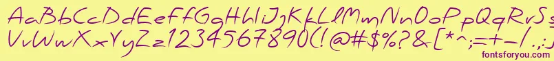PfscandalproRegular-fontti – violetit fontit keltaisella taustalla