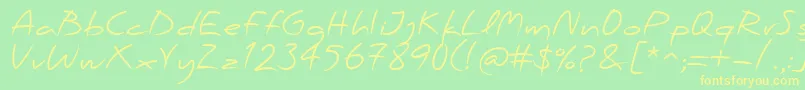 PfscandalproRegular-Schriftart – Gelbe Schriften auf grünem Hintergrund