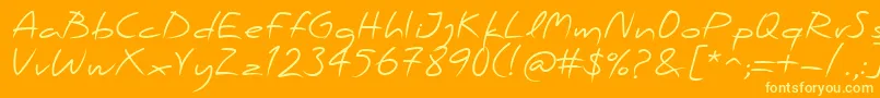 PfscandalproRegular-Schriftart – Gelbe Schriften auf orangefarbenem Hintergrund