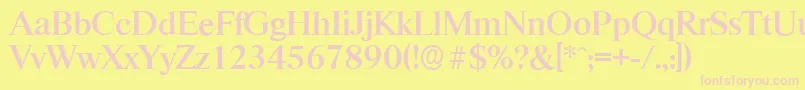 RiccioneserialMediumRegular-fontti – vaaleanpunaiset fontit keltaisella taustalla