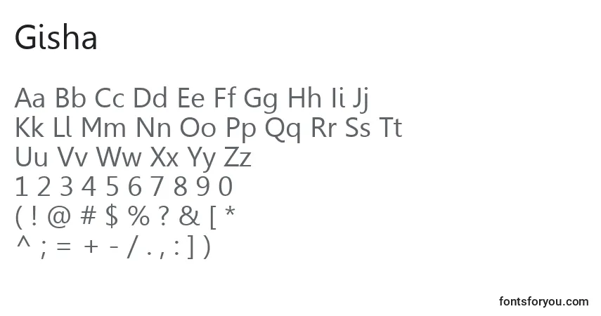 Gisha-fontti – aakkoset, numerot, erikoismerkit