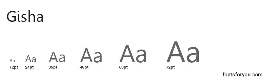 Размеры шрифта Gisha
