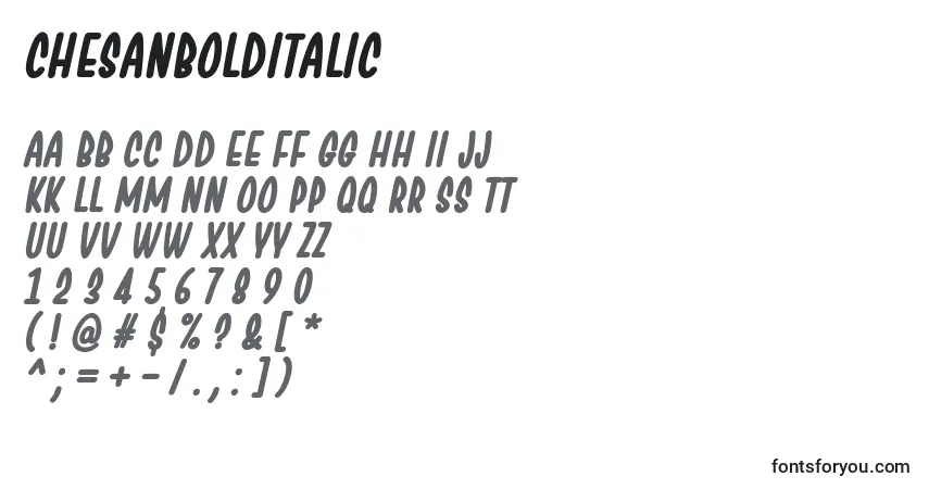 ChesanBoldItalic-fontti – aakkoset, numerot, erikoismerkit