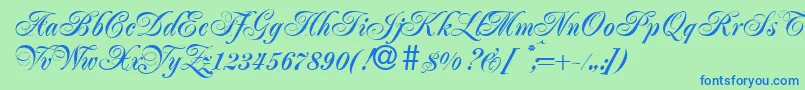 JacobaBold Font – Blue Fonts on Green Background