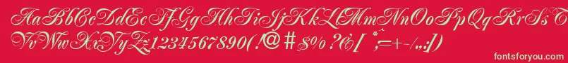 JacobaBold Font – Green Fonts on Red Background