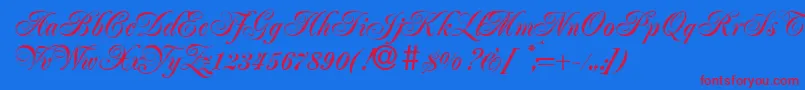 JacobaBold Font – Red Fonts on Blue Background