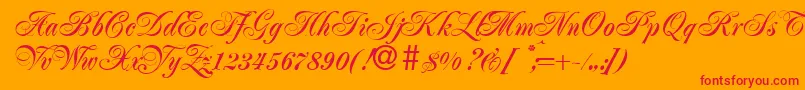 JacobaBold-Schriftart – Rote Schriften auf orangefarbenem Hintergrund