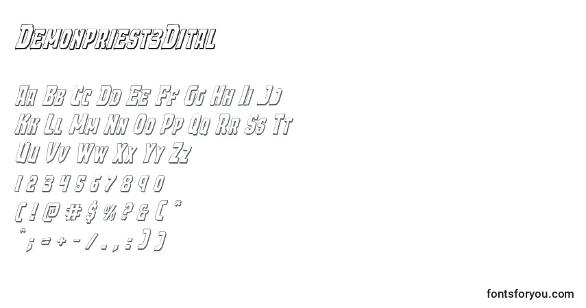 Schriftart Demonpriest3Dital – Alphabet, Zahlen, spezielle Symbole