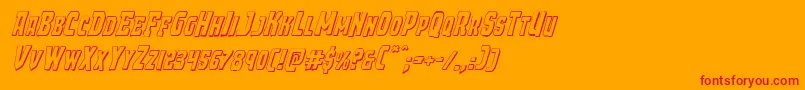 Demonpriest3Dital-Schriftart – Rote Schriften auf orangefarbenem Hintergrund