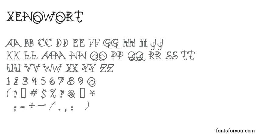 Xenowort-fontti – aakkoset, numerot, erikoismerkit