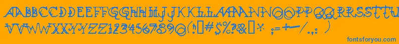 Xenowort Font – Blue Fonts on Orange Background