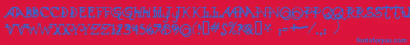 Xenowort Font – Blue Fonts on Red Background