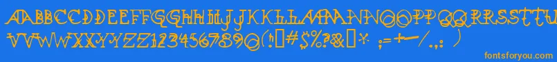 Xenowort Font – Orange Fonts on Blue Background