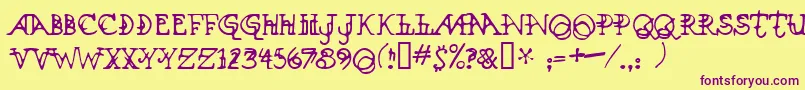 Xenowort Font – Purple Fonts on Yellow Background