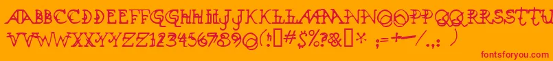 Xenowort-Schriftart – Rote Schriften auf orangefarbenem Hintergrund